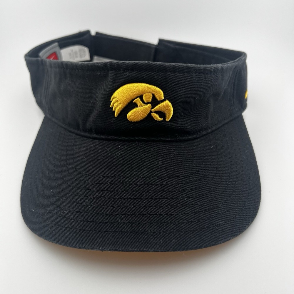 Nike Iowa Hawkeyes Visor Black Yellow Embroidered Logo One Size NCAA